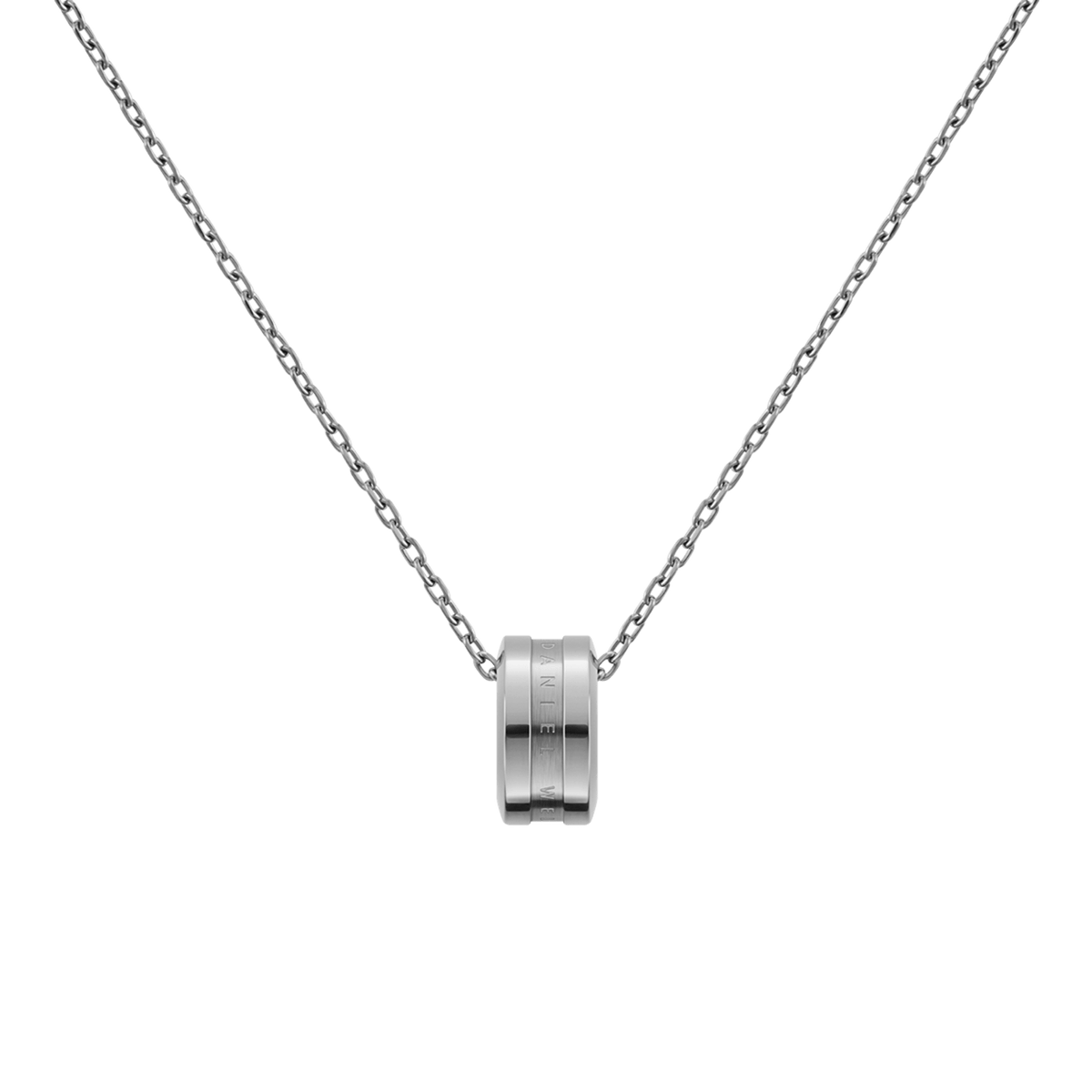 Elan Necklace Silver with a polished silver ring pendant on a fine adjustable chain, crafted from 316L stainless steel for a minimalist and modern look.