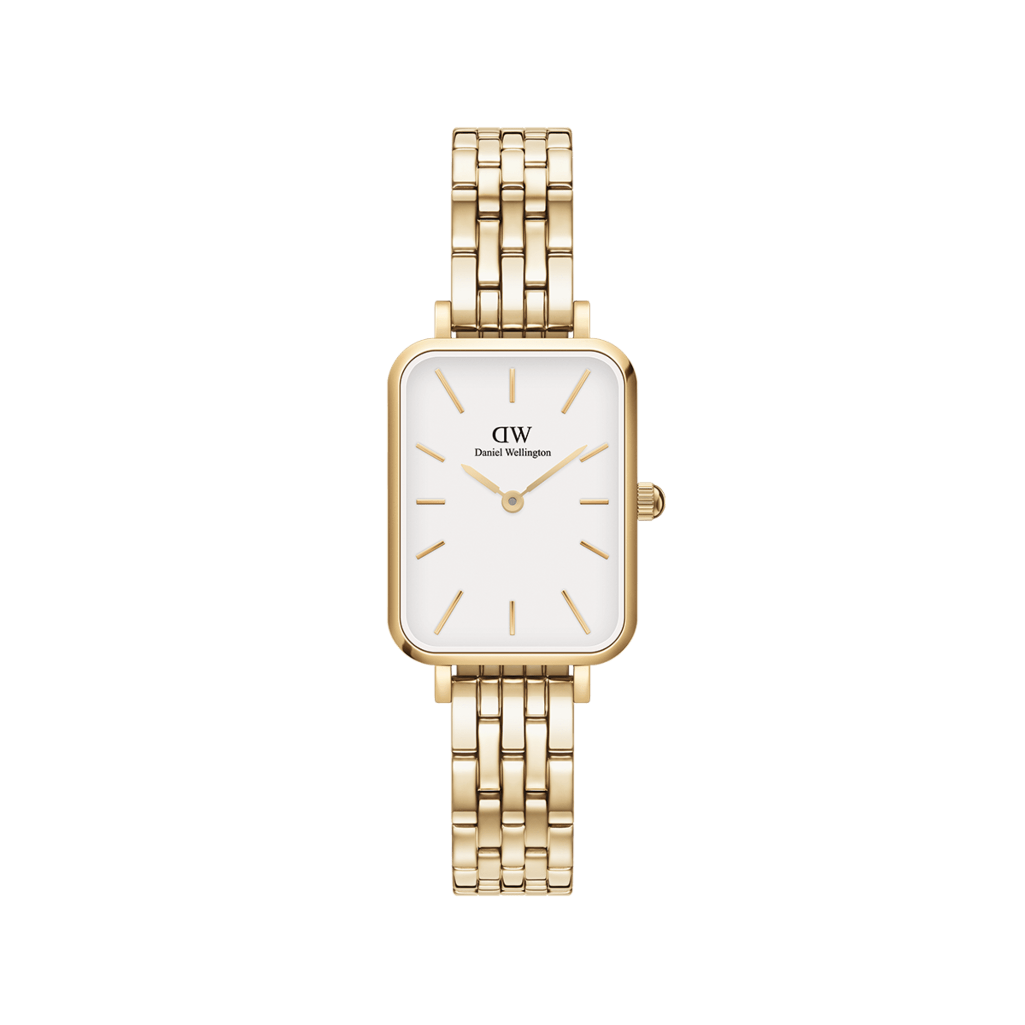 Quadro 5-Link - Women's gold watch with white dial| DW