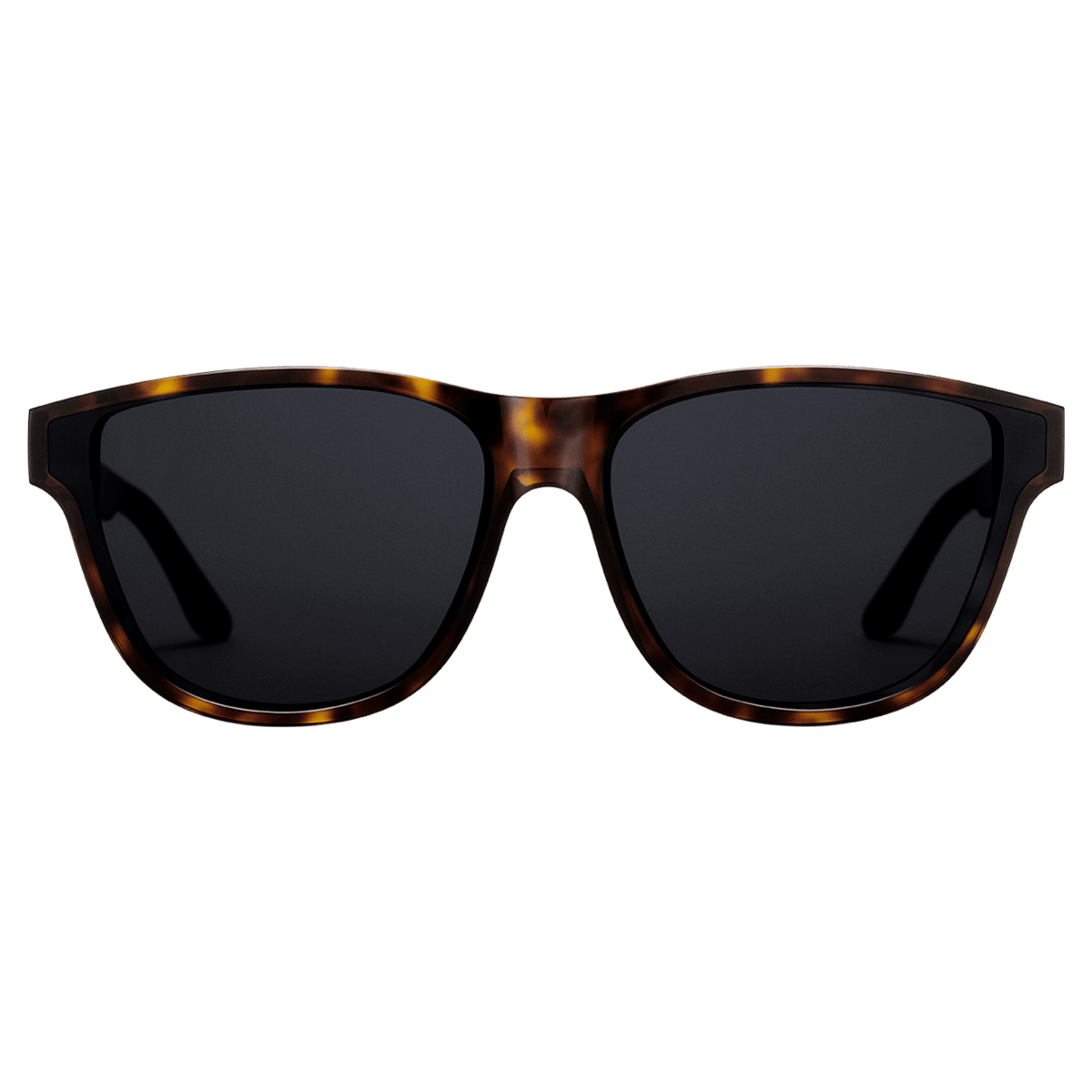 Ambler Bio-Acetate Dark Havana sunglasses with a rectangular tortoiseshell frame and dark UV400 lenses, featuring a lightweight and sustainable design for women.