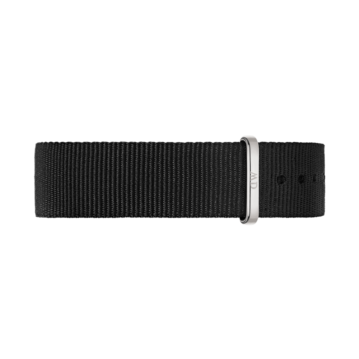 Black NATO style watch strap made from durable polyester fabric, featuring a minimalist design with gold hardware and an adjustable buckle for a secure, comfortable fit.