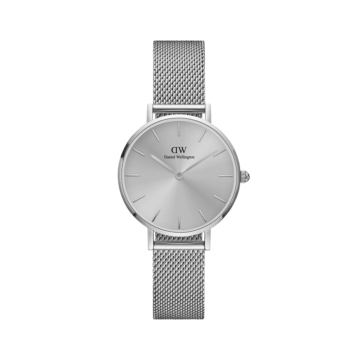 Petite Unitone Silver with a minimalist silver dial and a slim stainless steel mesh strap, designed for a refined and modern look that complements both casual and formal outfits.
