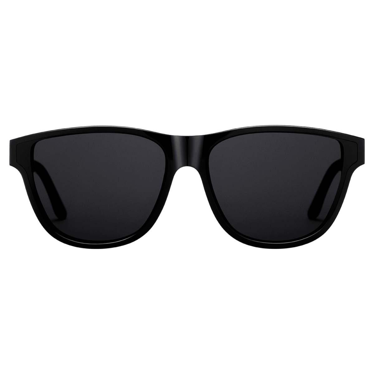 Ambler Bio-Acetate Black sunglasses with a modern classic silhouette, featuring a sleek all-black Italian bio-acetate frame and dark UV400 protective lenses.