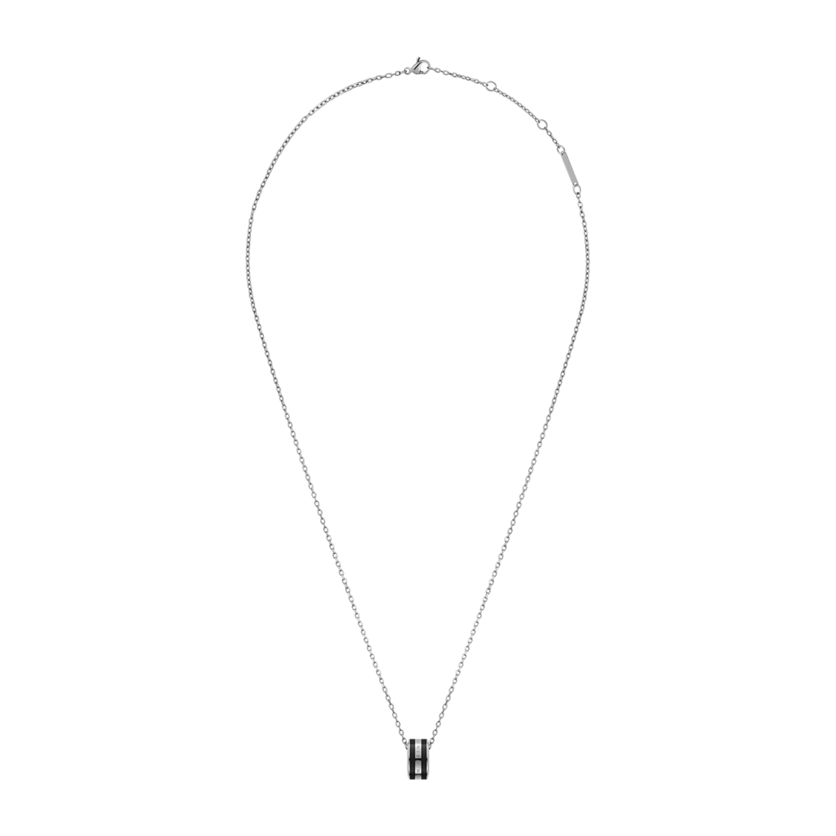 Emalie Necklace Silver Black features a fine adjustable silver chain with a bold black enamel pendant, combining minimalist style with a modern edge for versatile everyday wear.