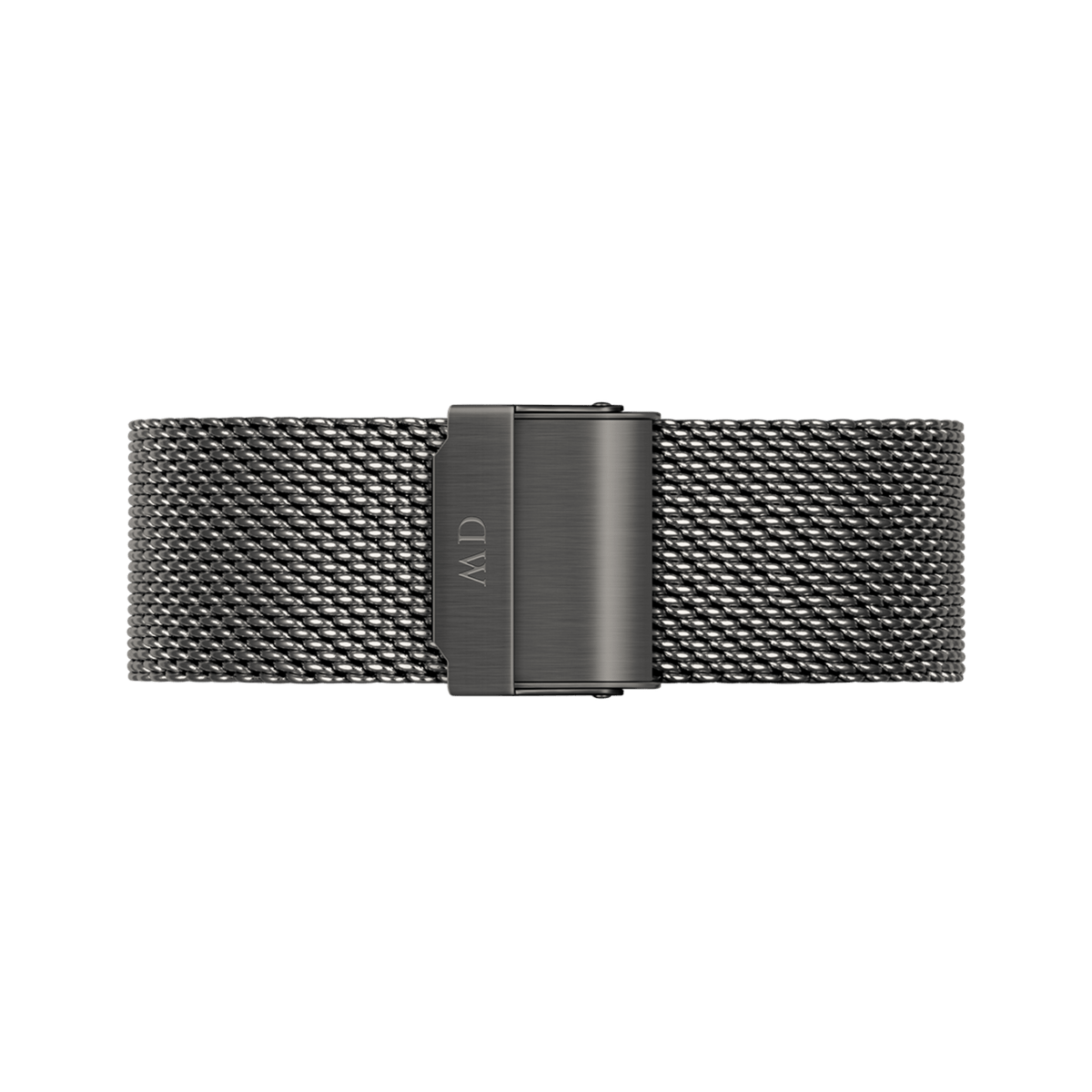 Graphite grey stainless steel mesh strap with a secure clasp, designed for the Classic Mesh Graphite watch, highlighting its adjustable and breathable construction.