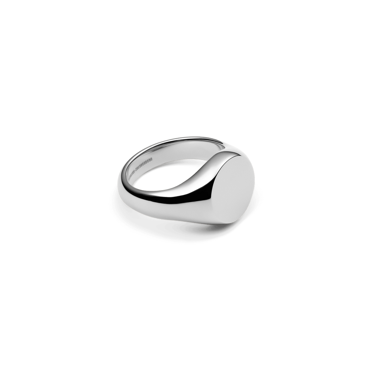 Classic Signet Ring Silver shown from a side angle, featuring a smooth, polished silver finish and a broad, minimalist face for a modern, understated style.