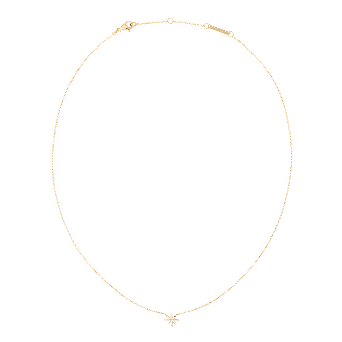 Fine gold chain necklace with a petite star-shaped pendant set with white cubic zirconia crystals, featuring an adjustable clasp for a comfortable fit.