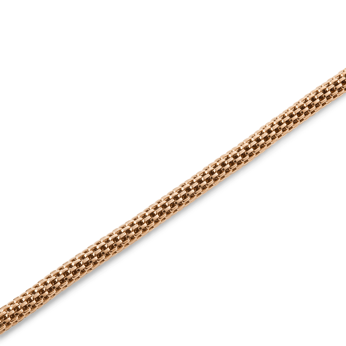 Detailed view of the Tide Mesh Bracelet Melrose 2.8, highlighting its slim rose gold mesh band with a refined, lightweight texture.