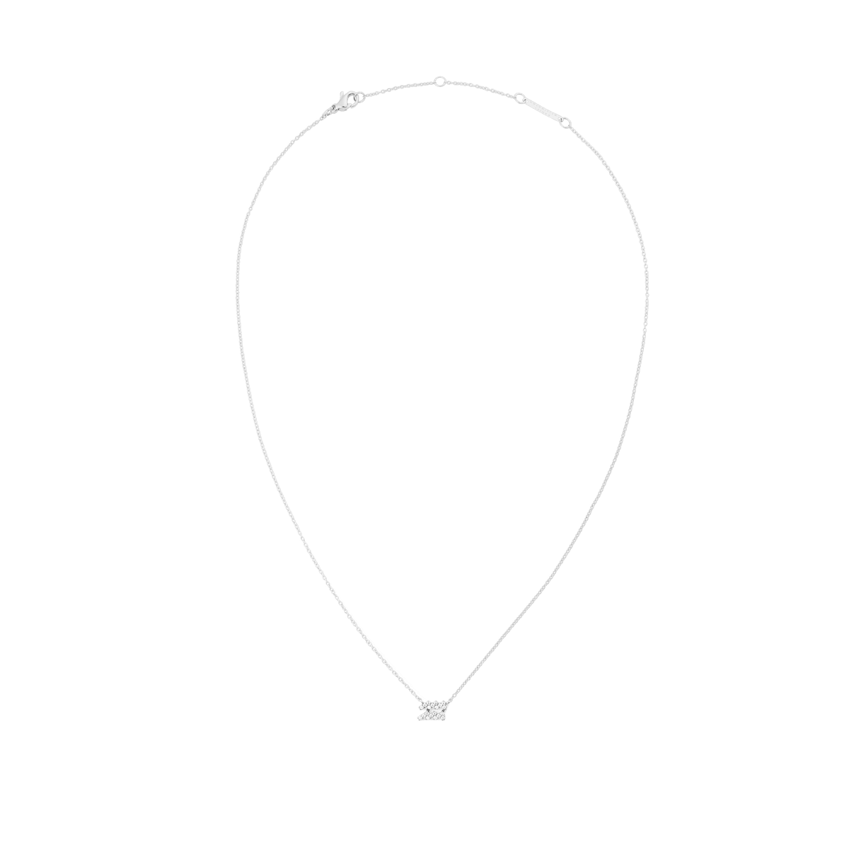Crystal Zodiac Chain Necklace Silver with a fine adjustable chain and a small silver zodiac pendant set with sparkling crystals, designed for a minimalist and elegant look.