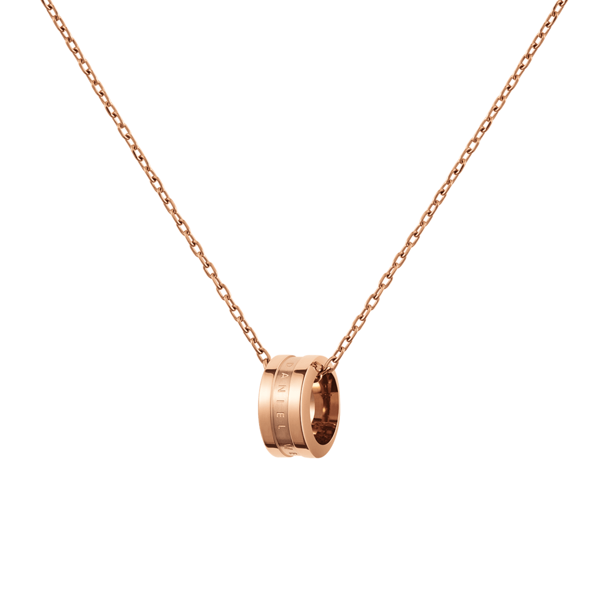 Rose gold necklace featuring a minimalist ring pendant on a delicate adjustable chain, crafted from stainless steel with a polished finish for a modern, elegant look.