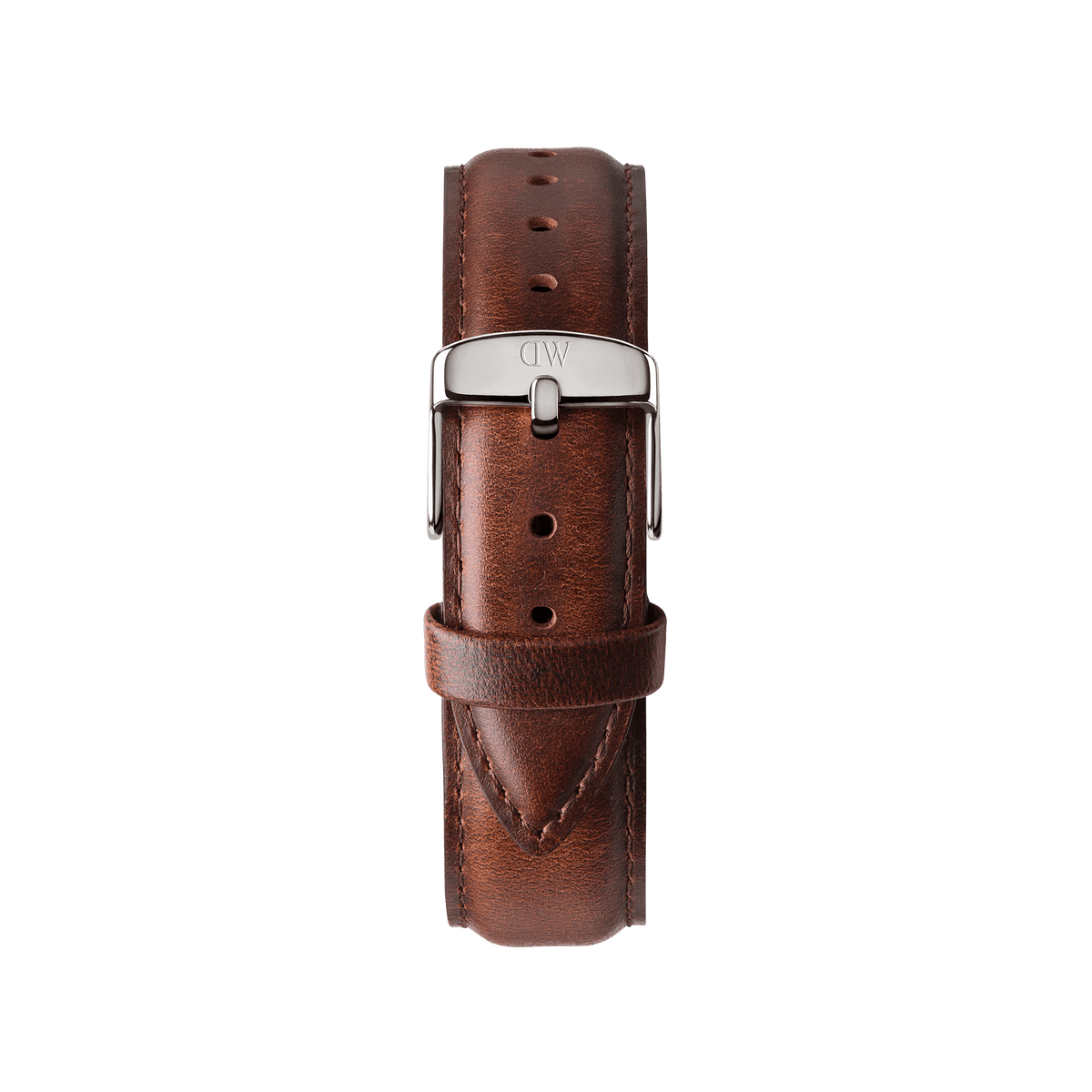 Steven Harrington x Daniel Wellington Bristol BW dial & Strap Silver set classic brown leather watch strap with silver buckle, featuring fine stitching and a polished finish.