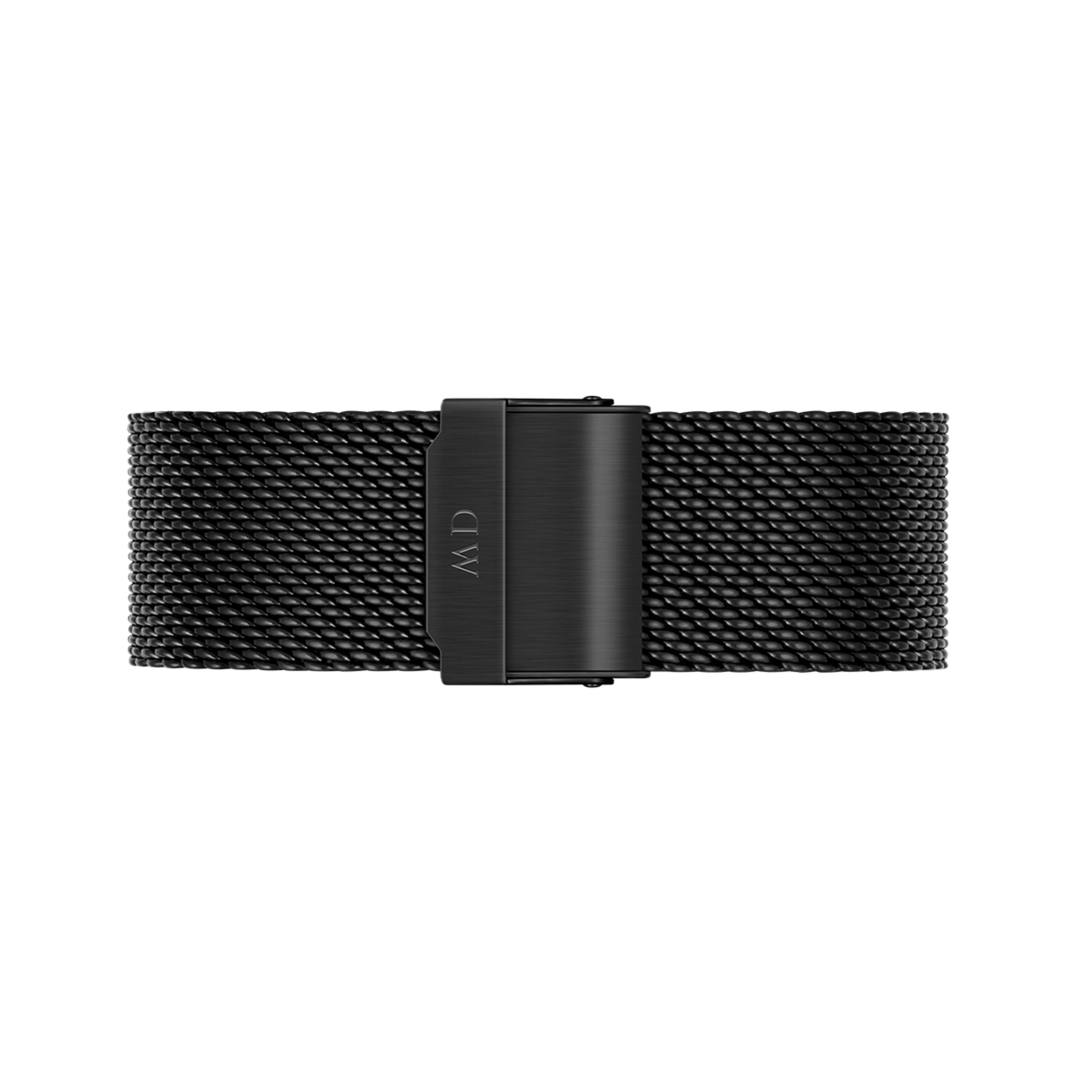 Black stainless steel mesh strap from the Classic Mesh Onyx Black watch, featuring a secure clasp and a finely woven design for a comfortable, adjustable fit.