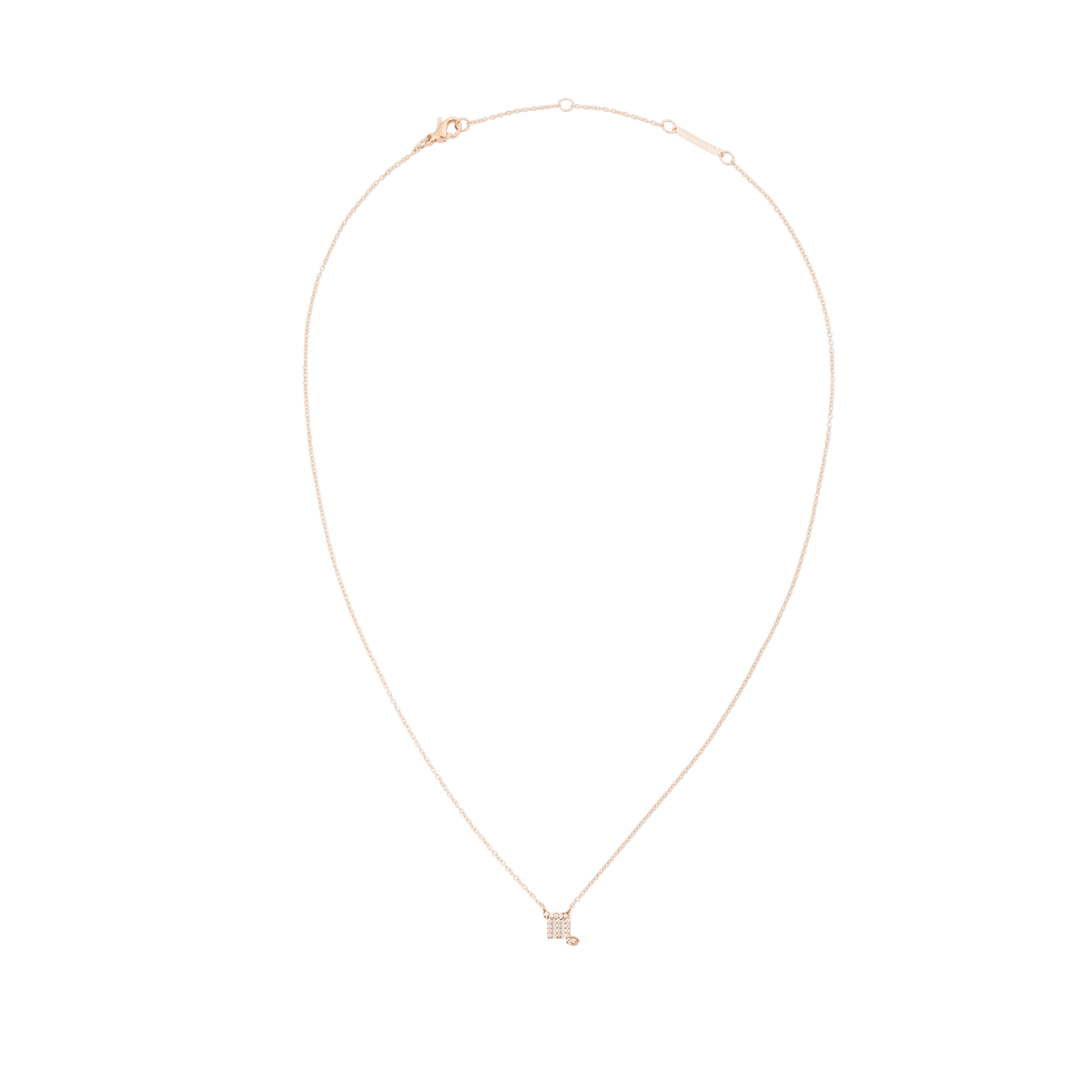 Crystal Zodiac Chain Necklace Rose Gold with a fine adjustable chain and a Scorpio zodiac pendant set with sparkling crystals, designed for a minimalist and modern look.
