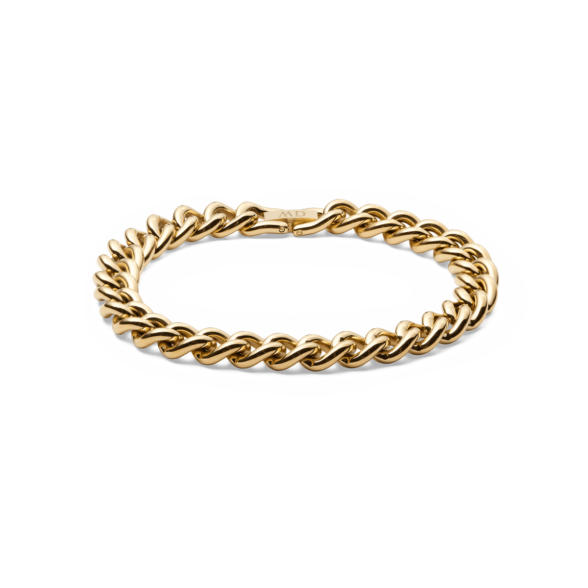 Chunky Chain Bracelet Gold featuring polished gold-plated stainless steel links and a secure fold-over clasp, designed for a bold yet elegant look.