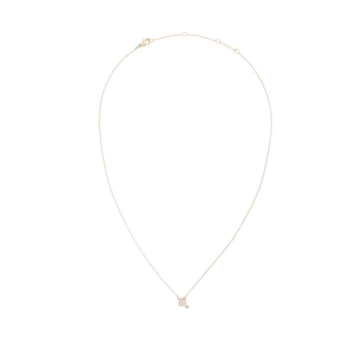 Crystal Zodiac Chain Necklace Gold with a fine adjustable gold chain and a Scorpio zodiac pendant embellished with sparkling crystals, designed for a minimalist and elegant look.