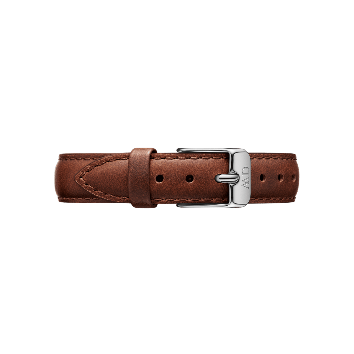 St Mawes Strap Silver features smooth brown genuine leather with neat stitching and a polished silver buckle, designed for a classic and versatile look on any watch.