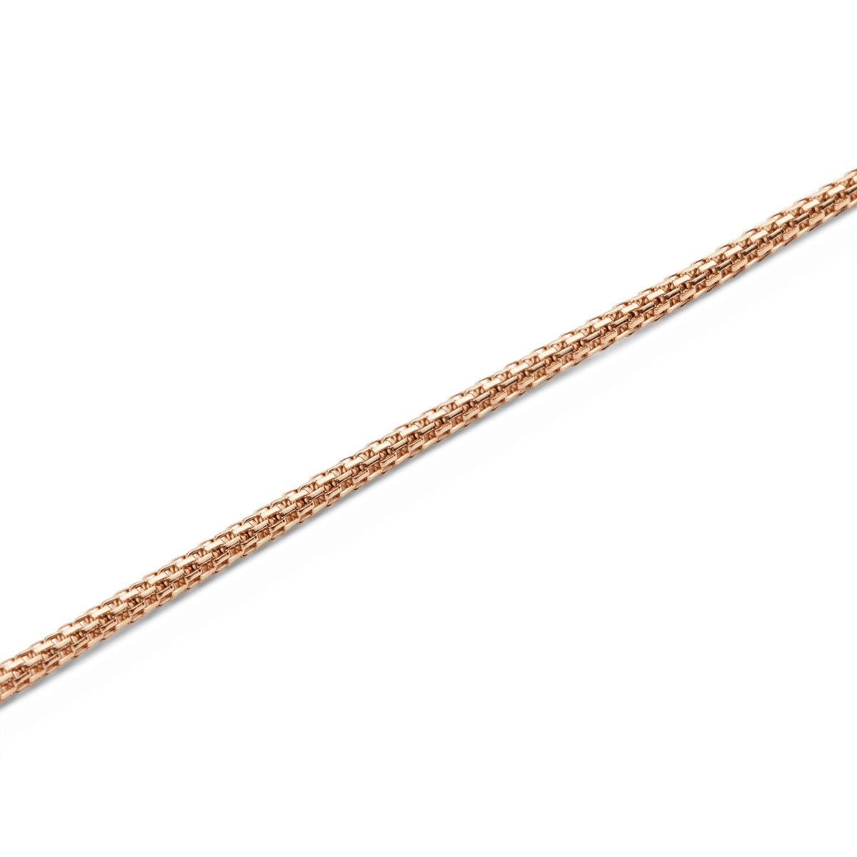 Close-up of the Tide Mesh Necklace Rose Gold 1.8, highlighting the fine mesh chain design and polished rose gold finish.