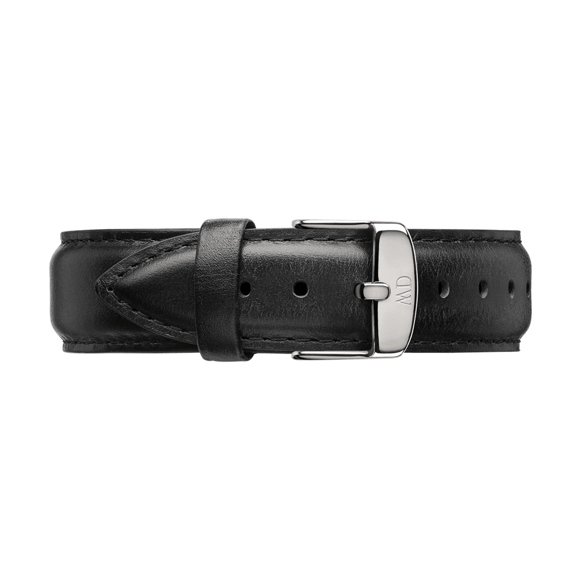 Black genuine leather watch strap for the Classic Sheffield Silver, featuring a polished stainless steel buckle and neat stitching for a refined, timeless look.
