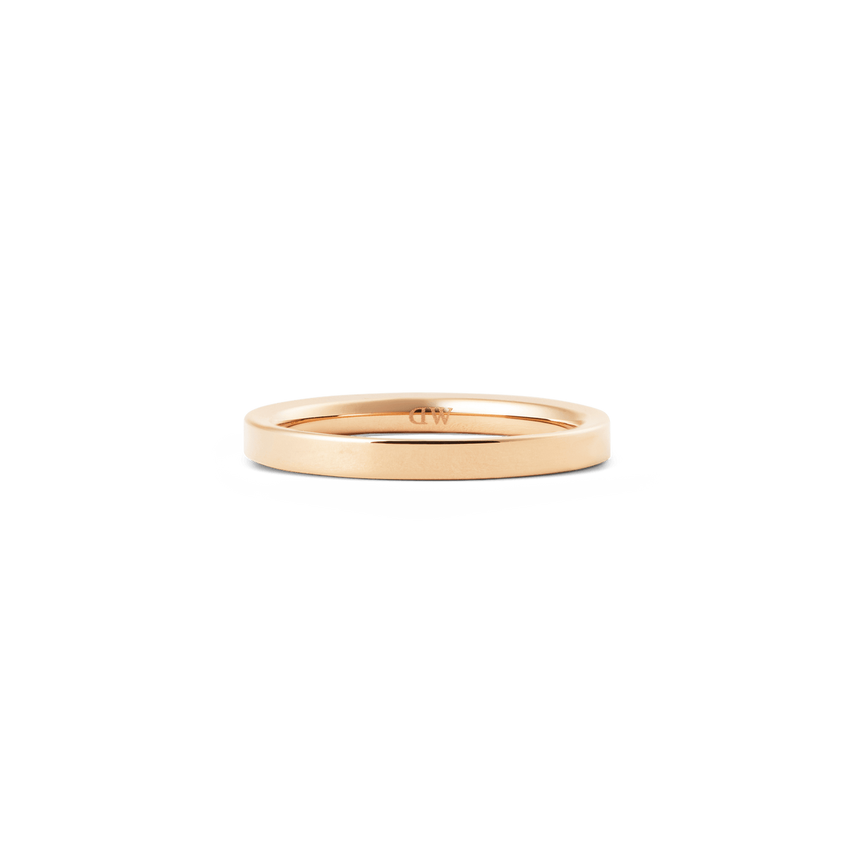 Line Ring Polished Rose Gold 2.5mm featuring a slim, minimalist band with a smooth polished finish and discreet logo inside, crafted for everyday wear.