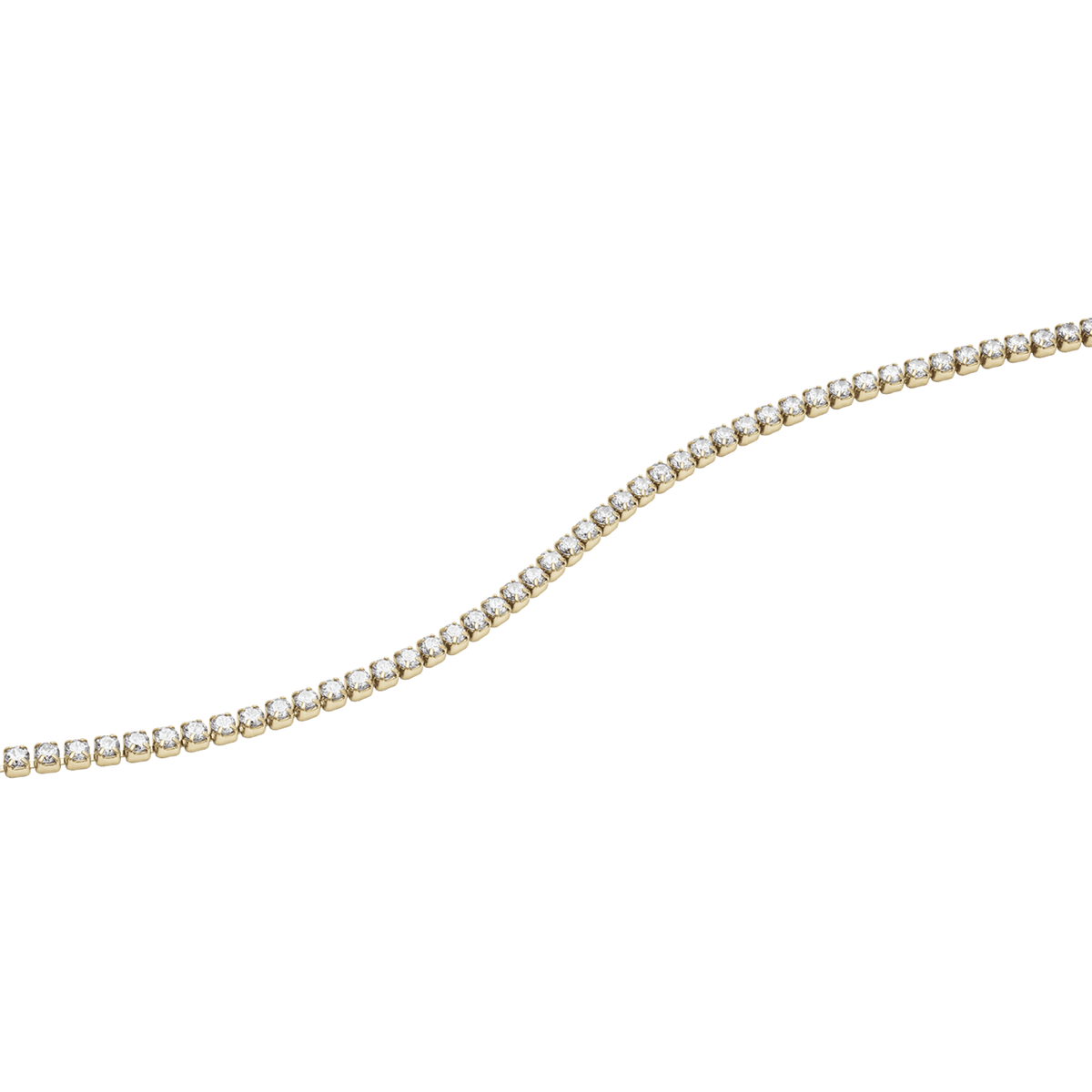 Classic Tennis Bracelet Gold with a fine gold chain and individually claw-set cubic zirconia stones, highlighting its delicate and minimalist design.