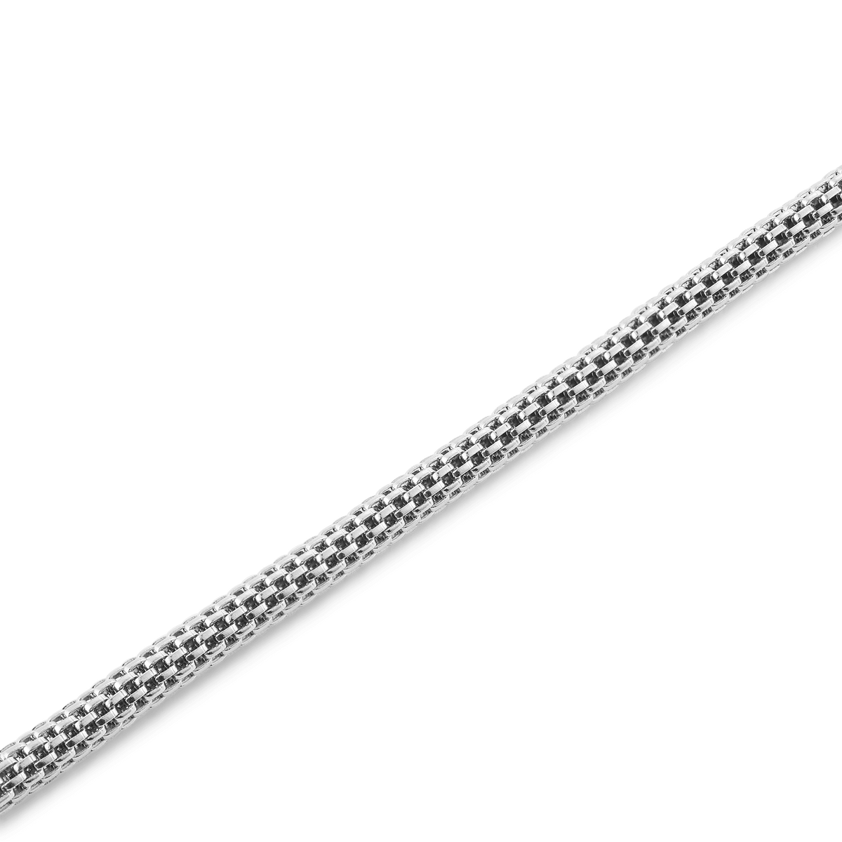Detailed view of the Tide Mesh Bracelet Sterling 2.8, showing its fine silver mesh texture and slim profile, crafted from high quality stainless steel for a modern, understated look.