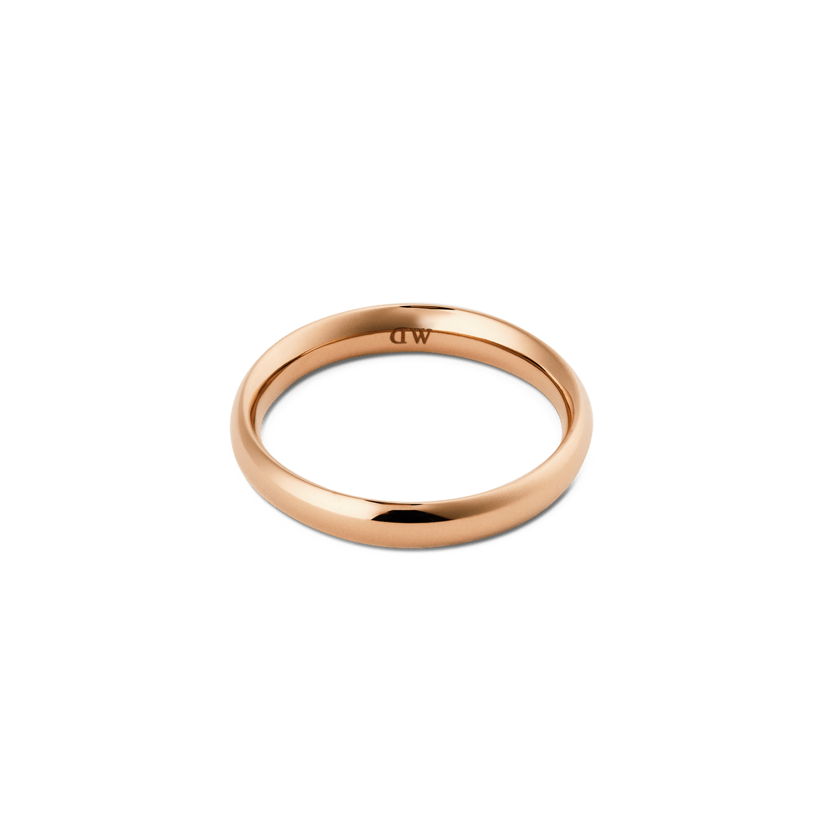 Arch Ring Rose Gold 3.5mm displays a slim, rounded band with a polished rose gold finish, offering a minimalist and elegant style suitable for both men and women.