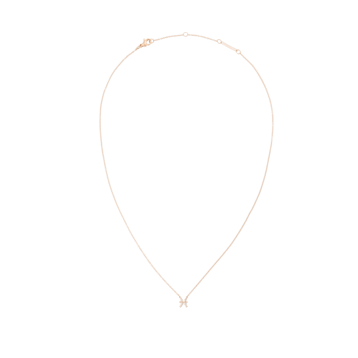 Crystal Zodiac Chain Necklace Rose Gold featuring a fine rose gold chain with an adjustable clasp and a minimalist Pisces zodiac pendant set with sparkling crystals.