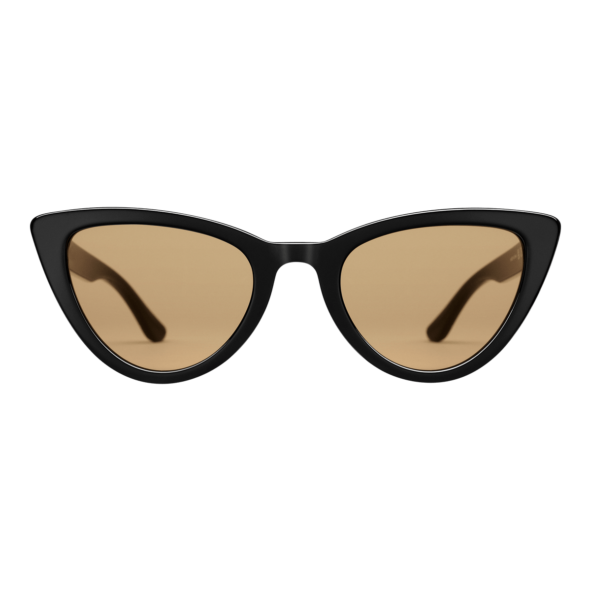 Lynx Bio-Acetate Black/Yellow sunglasses with a sleek black cat eye frame and yellow nylon lenses, offering UV400 protection and a vintage-inspired look.