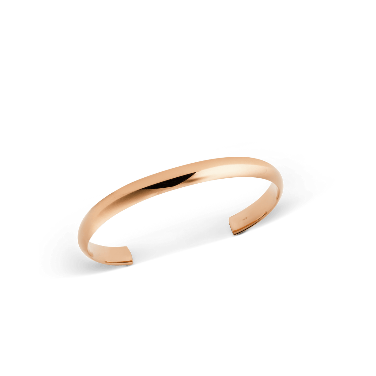 Arch Cuff Rose Gold 6mm bracelet with a smooth, polished finish and rounded edges, featuring an open-ended, minimal design in rose gold.
