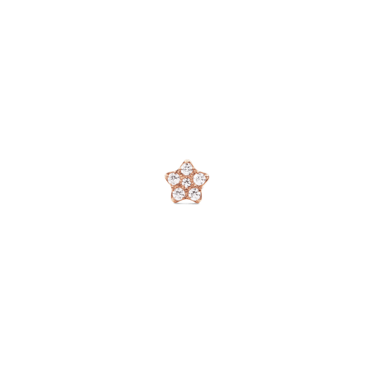 Crystal Star Stud Rose Gold earring featuring a petite star shape with sparkling cubic zirconia crystals and a polished rose gold finish, ideal for everyday wear or stacking.