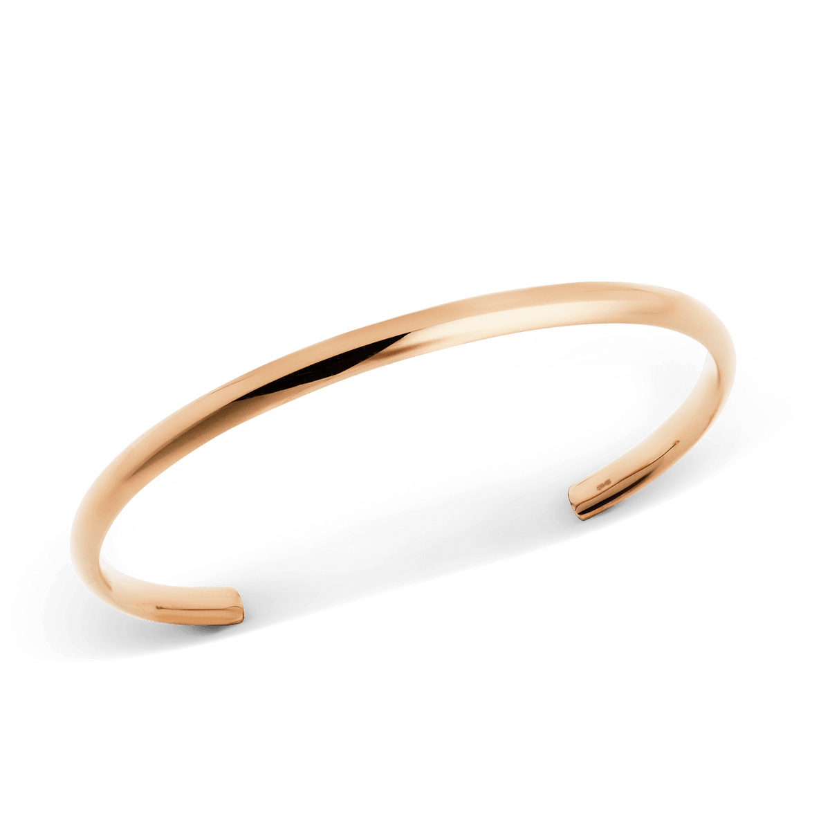 Arch Cuff Rose Gold 4mm features a slim, open-ended design with a polished rose gold finish and softly rounded edges, offering a modern and minimalist look suitable for everyday wear.