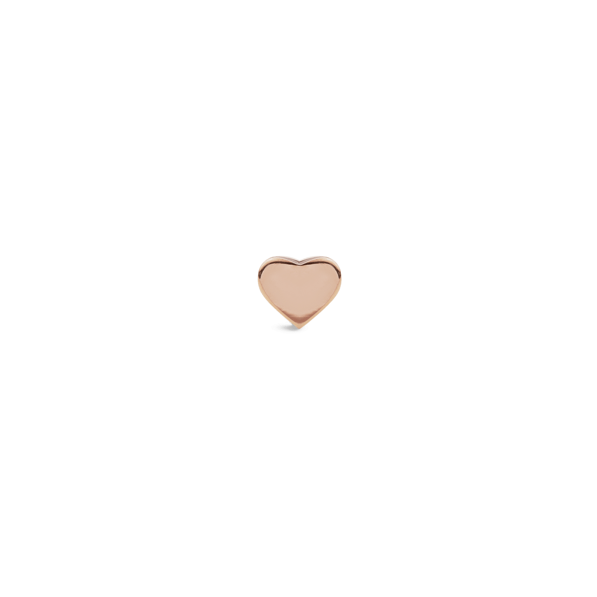 Petite heart-shaped stud earring in rose gold with a smooth, minimalist finish, ideal for everyday wear or pairing with other rose gold jewellery.
