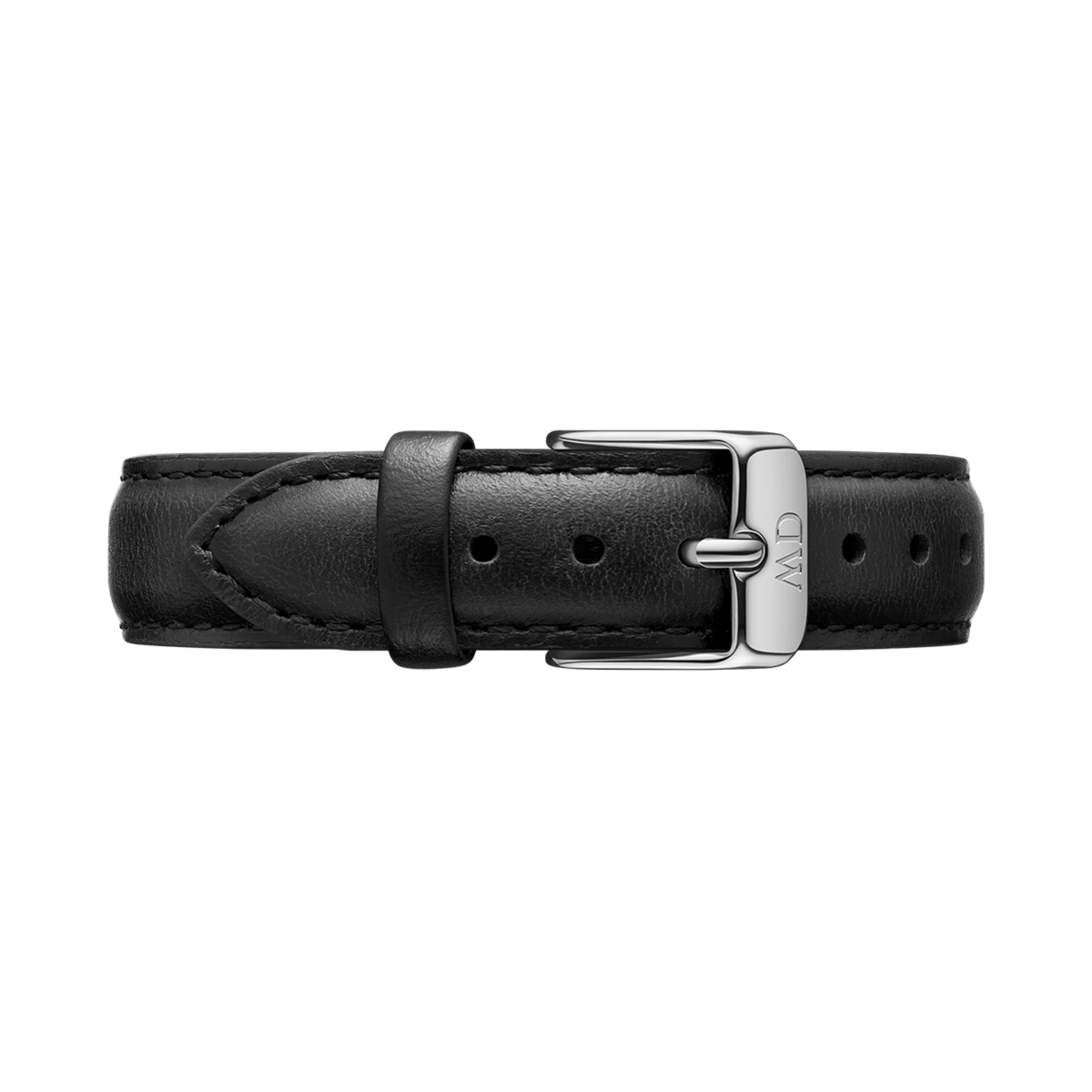 Black Sheffield Strap Silver with genuine leather, neat black stitching, and a polished silver buckle, designed for a comfortable and timeless watch upgrade.