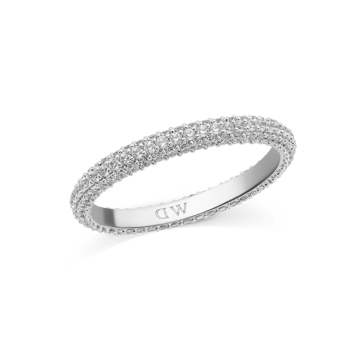 Daniel Wellington Pavé Ring 3mm Silver featuring a slim silver band with pavé-set crystals, offering a refined and modern look suitable for stacking or wearing solo.
