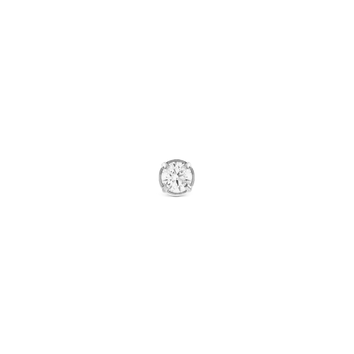 Crystal Stud Silver petite earring with a round cubic zirconia crystal set in a minimalist silver claw setting, designed for everyday wear and versatile styling.