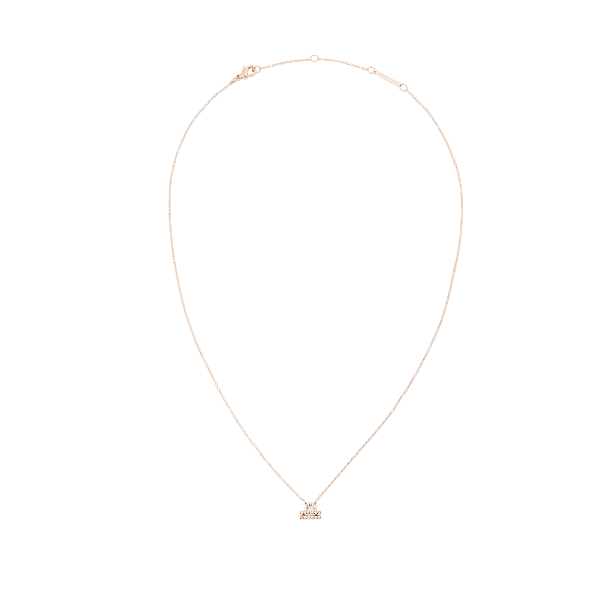 Crystal Zodiac Chain Necklace Rose Gold featuring a fine adjustable chain and a Libra zodiac pendant set with sparkling crystals, designed for a minimalist and elegant style.