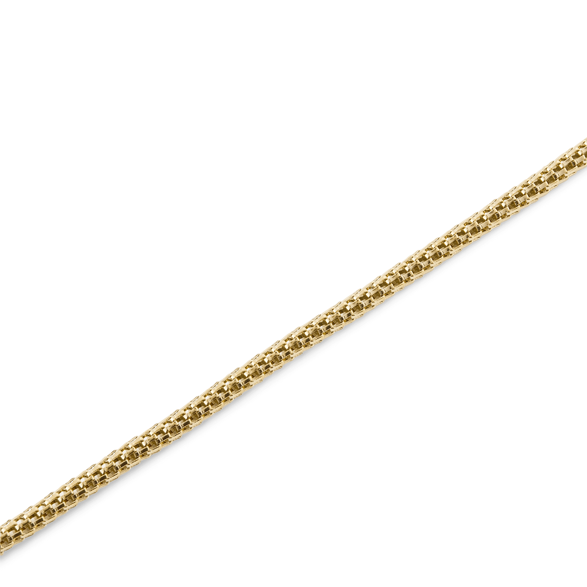 Detail of the Tide Mesh Bracelet Evergold 1.8 showing its slim gold mesh design and polished finish, highlighting the delicate 1.8 mm width.