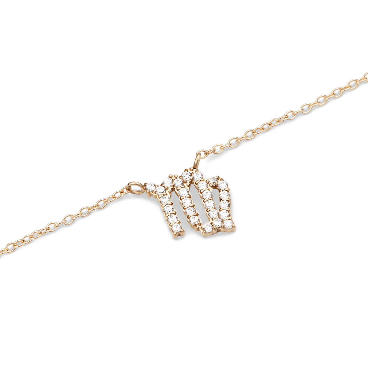 Gold chain necklace featuring a Virgo zodiac pendant set with sparkling crystals, crafted in stainless steel with PVD gold plating for a refined, elegant look.