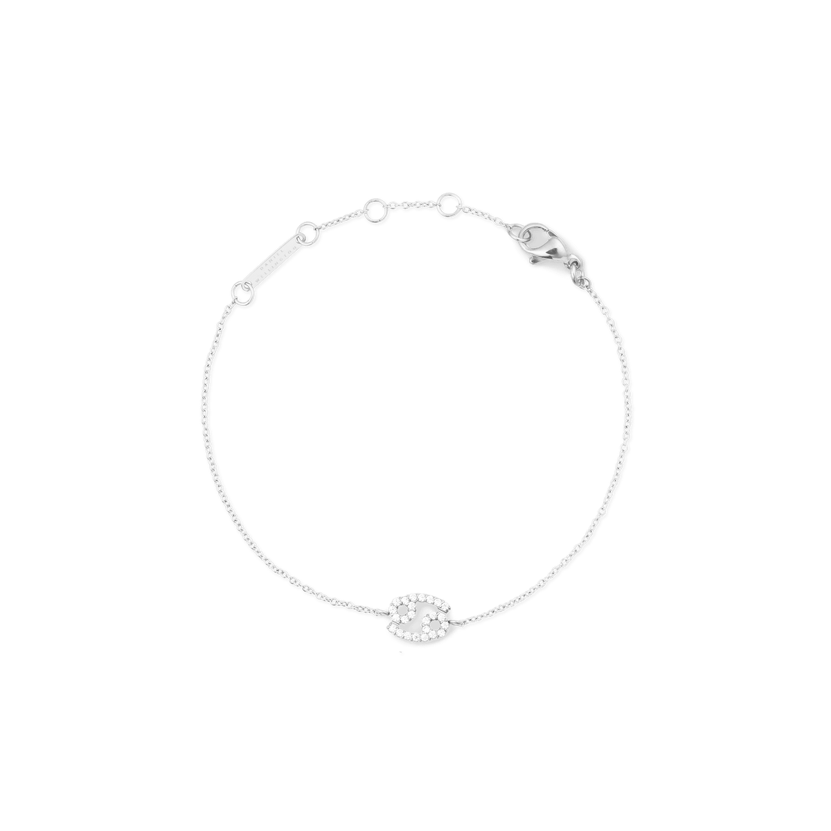 Crystal Zodiac Chain Bracelet Silver featuring a fine adjustable silver chain and a Cancer zodiac charm set with sparkling crystals, finished with a secure lobster clasp.