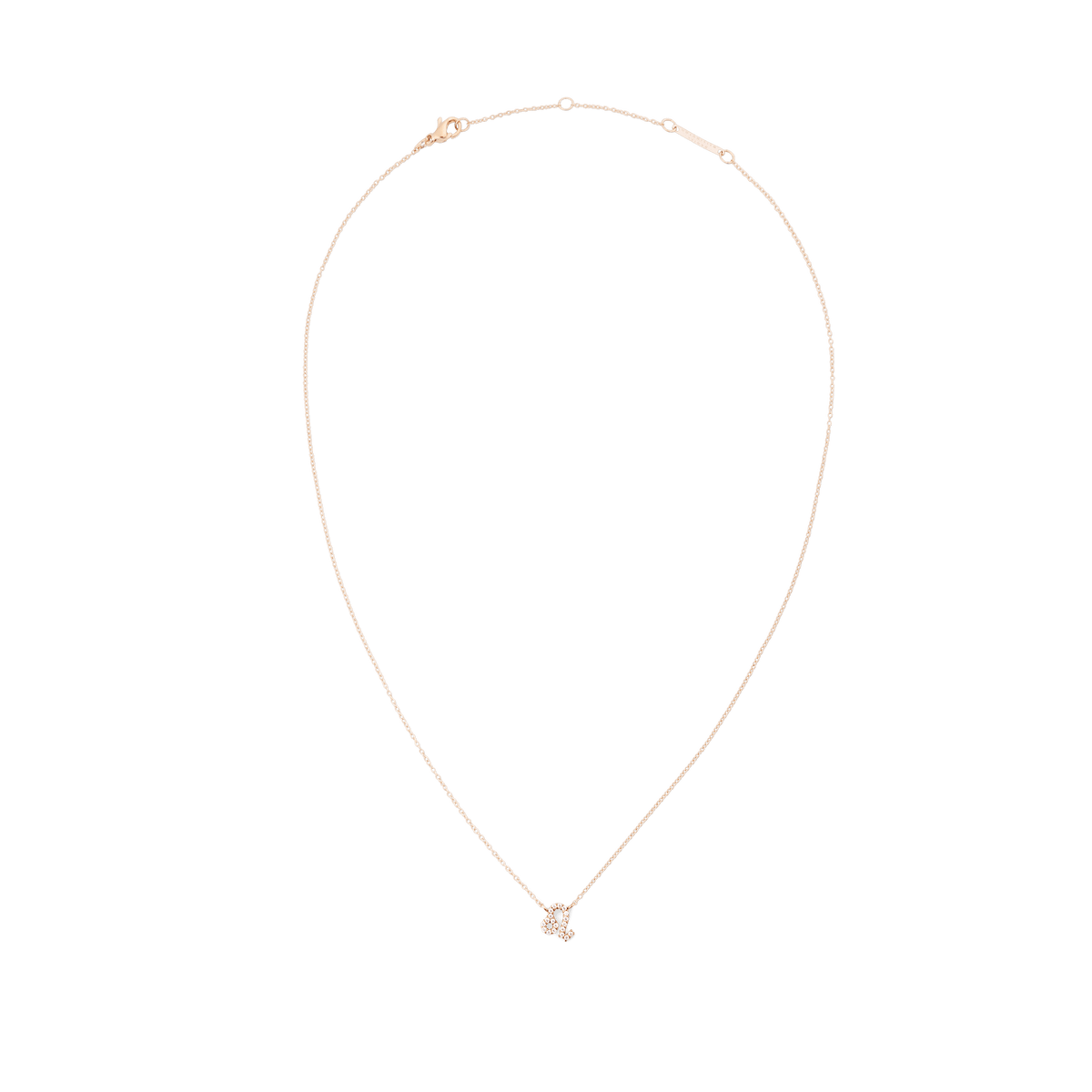 Crystal Zodiac Chain Necklace Rose Gold with a delicate rose gold chain and a Leo zodiac pendant set with sparkling crystals, designed for a minimalist and elegant style.