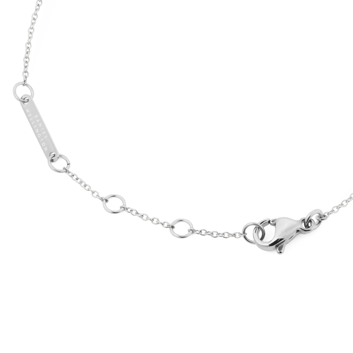 Detail of the Mirelle Heart Bracelet Silver showing the adjustable chain with multiple loops, secure clasp, and a branded silver tag for a comfortable and tailored fit.