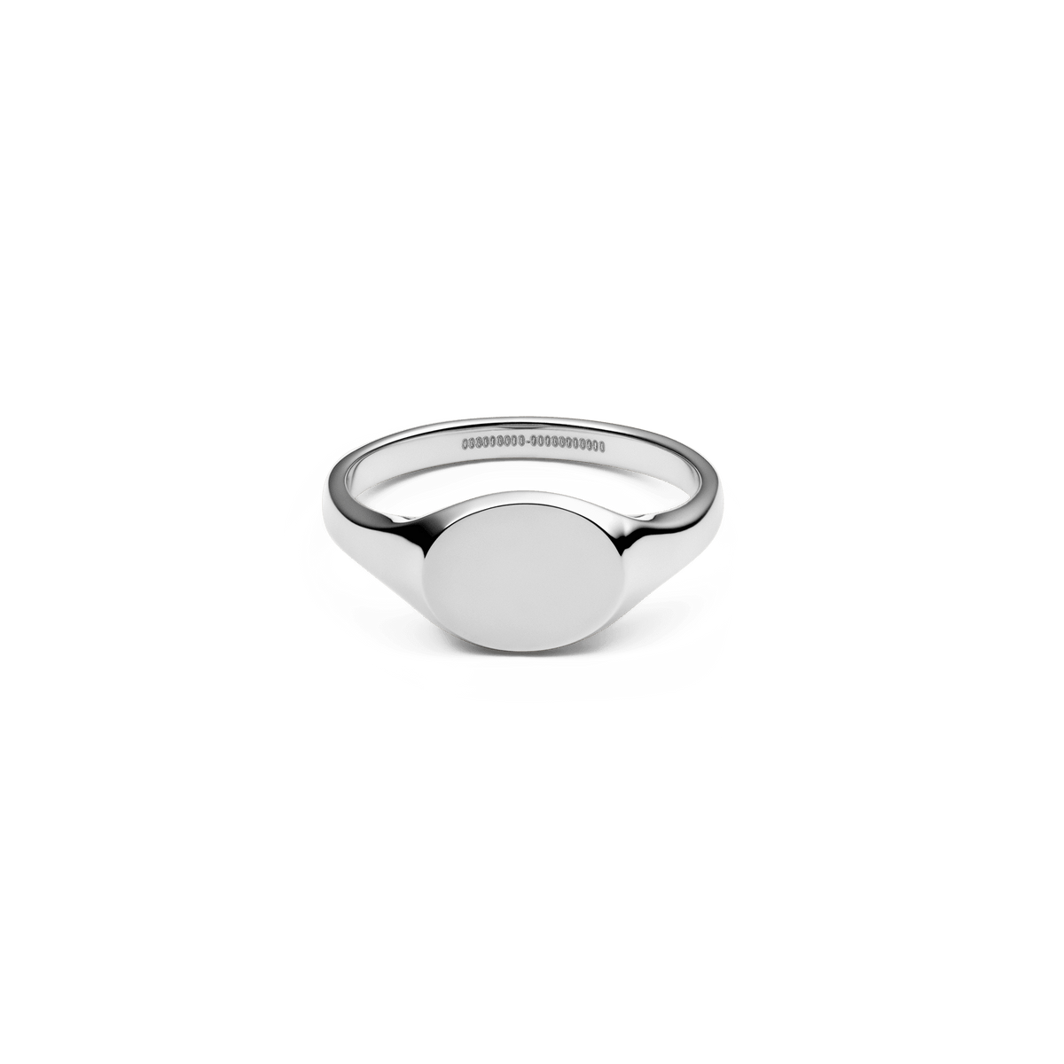 Classic Mini Signet Ring Silver featuring a slim, polished 316L stainless steel band with a minimalist flat oval top and a smooth, reflective finish.