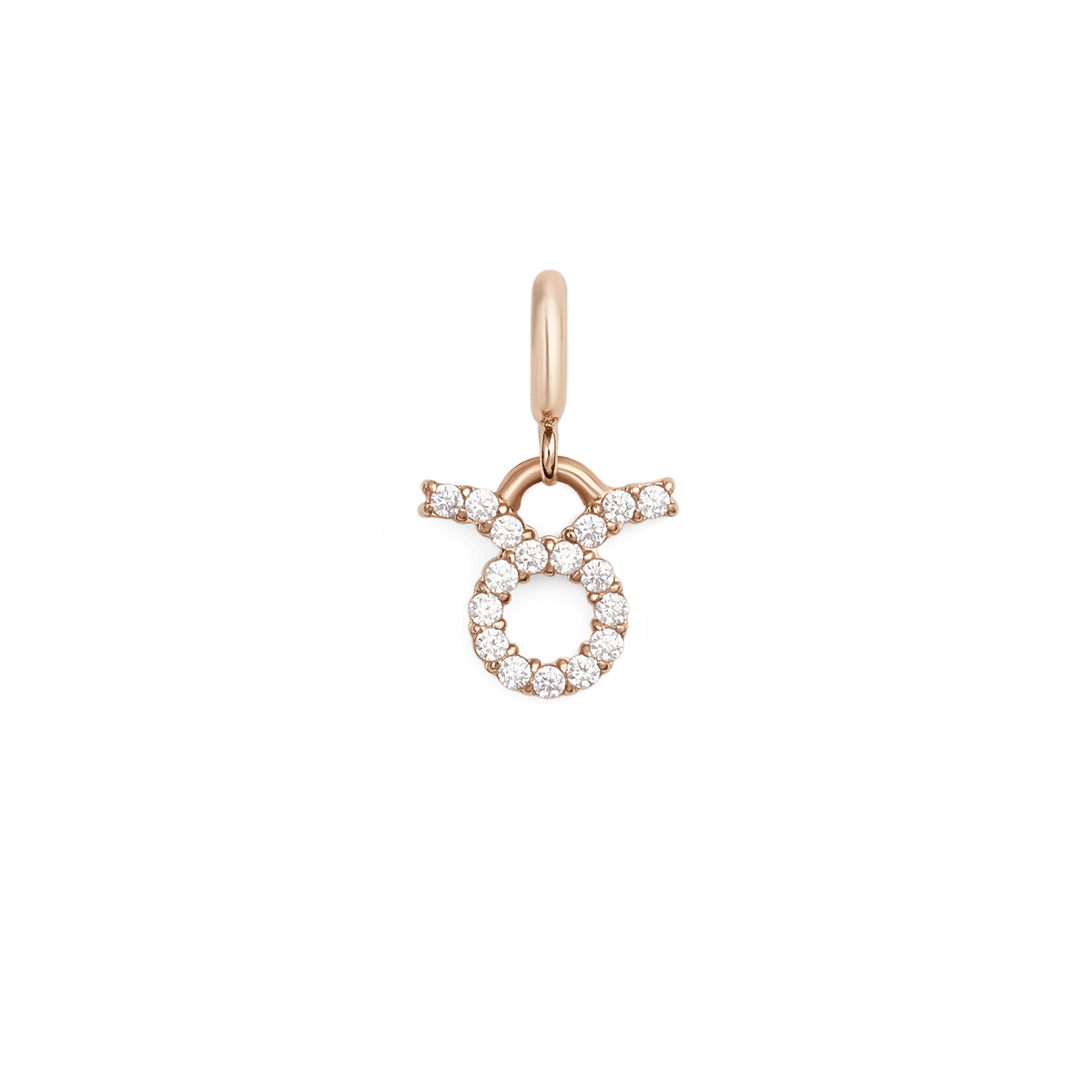 Rose gold Taurus zodiac watch charm with cubic zirconia crystals, featuring a minimalist design suitable for Daniel Wellington watches and bracelets.