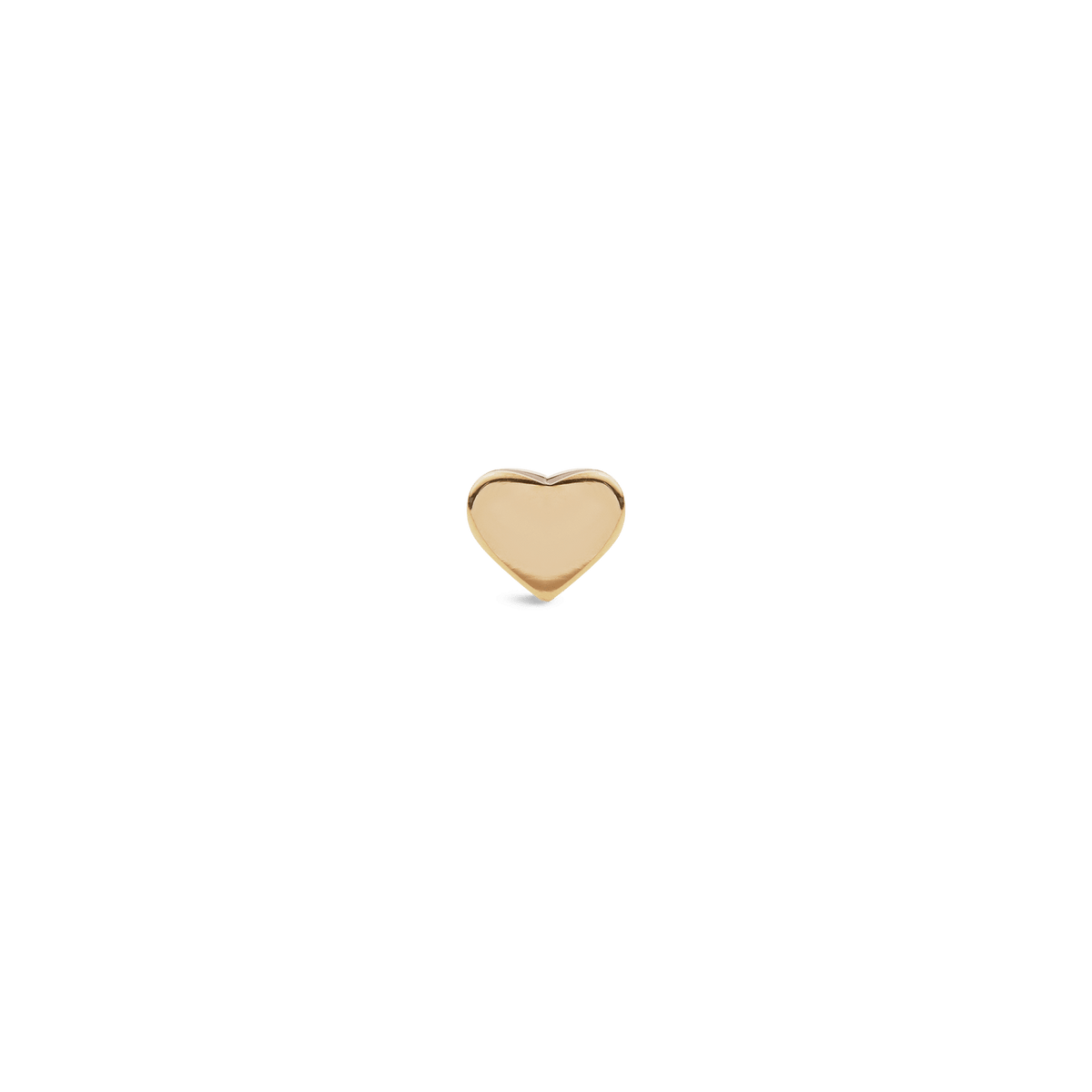 Petite heart-shaped gold stud earring with a polished finish, crafted from stainless steel and PVD plated gold, shown against a plain background.