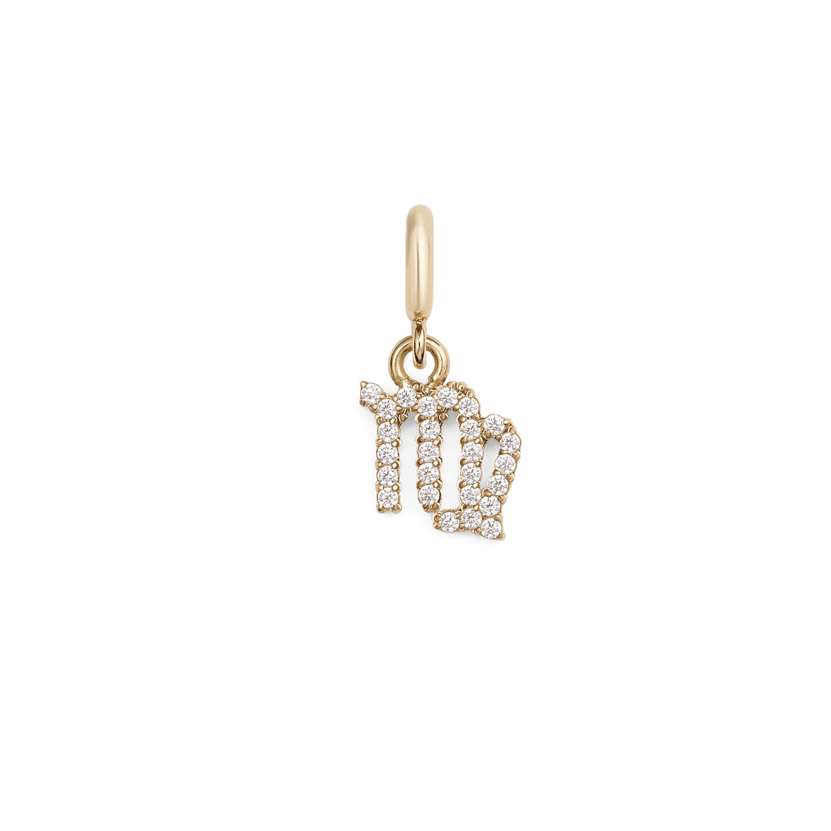 Gold Virgo zodiac watch charm with sparkling cubic zirconia crystals, featuring a delicate Virgo symbol in a secure claw setting for versatile styling on watches, bracelets, or jewellery stacks.