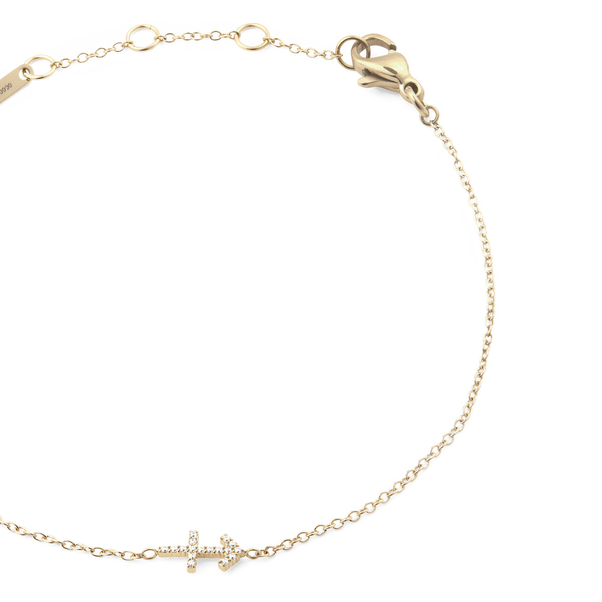 Crystal Zodiac Chain Bracelet Gold featuring a slim gold chain, adjustable sizing rings, and a sparkling crystal zodiac charm, finished with a secure lobster clasp.