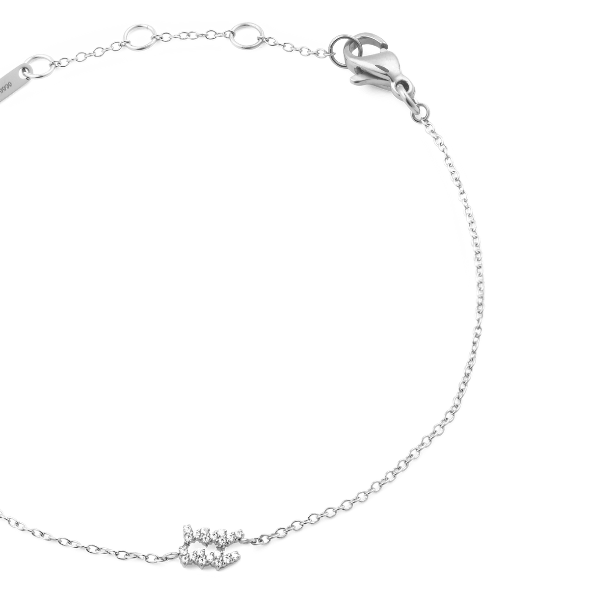 Crystal Zodiac Chain Bracelet Silver featuring a fine adjustable chain, secure lobster clasp, and a crystal-encrusted zodiac charm for a subtle, elegant finish.