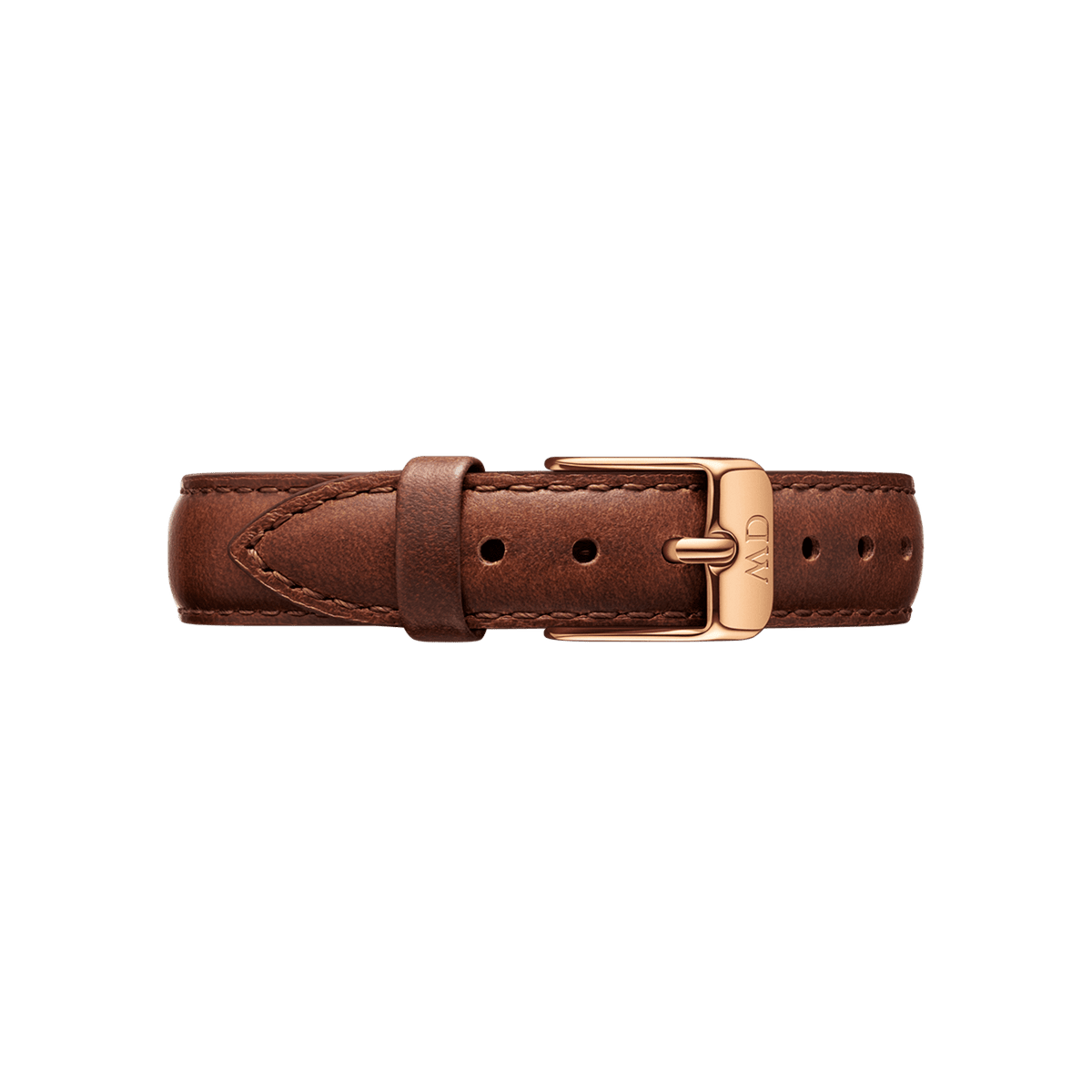 St Mawes Strap Rose Gold showcases a smooth brown leather watch strap with a polished rose gold buckle and neat stitching, designed for a classic and versatile look.