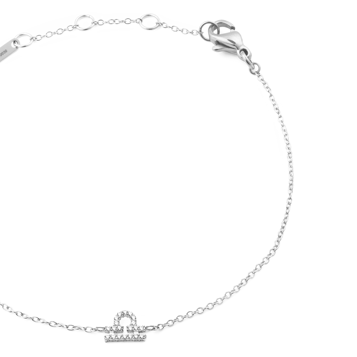 Crystal Zodiac Chain Bracelet Silver with a fine adjustable chain and a Libra zodiac charm set with sparkling crystals, finished with a secure lobster clasp.
