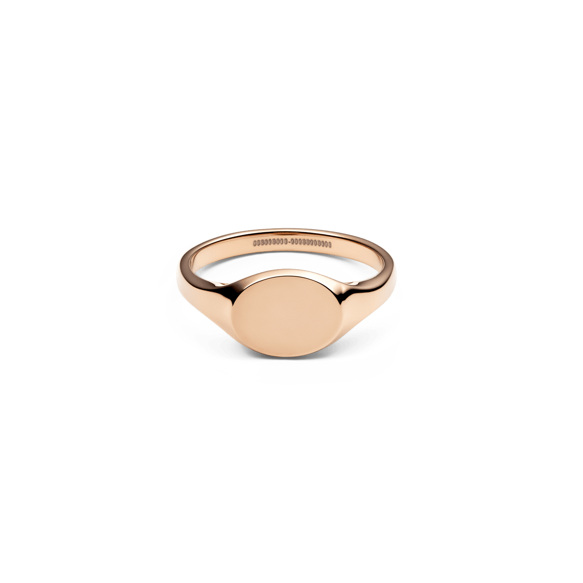Classic Mini Signet Ring Rose Gold featuring a slim, minimalist band and a polished, flat oval top with a soft rose gold finish, shown on a plain background.