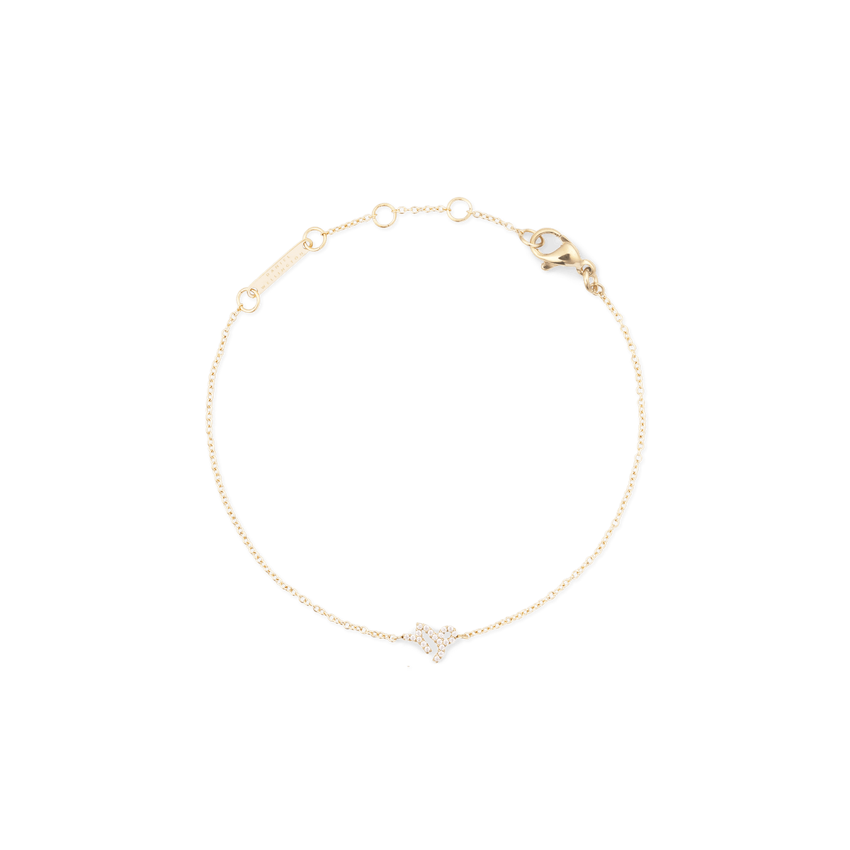 Crystal Zodiac Chain Bracelet Gold with a delicate gold chain, adjustable sizing rings, and a sparkling crystal zodiac charm, finished with a secure lobster clasp.